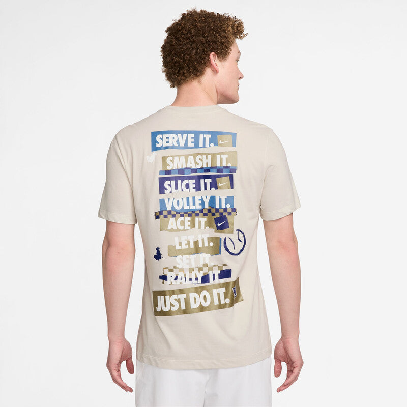 Nike Court Dri-Fit Graphic Tennis Tee (M) (Lt Orewood Brown)