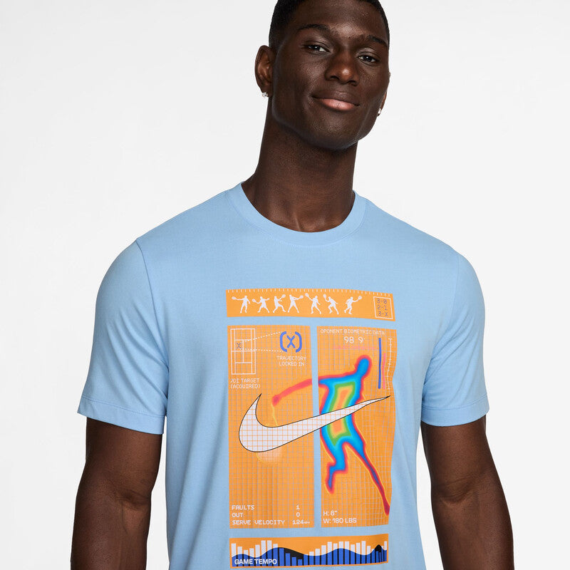 Nike Court Dri-Fit Tennis Tee Print (M) (Blue)