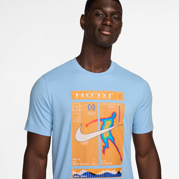 Nike Court Dri-Fit Tennis Tee Print (M) (Blue)