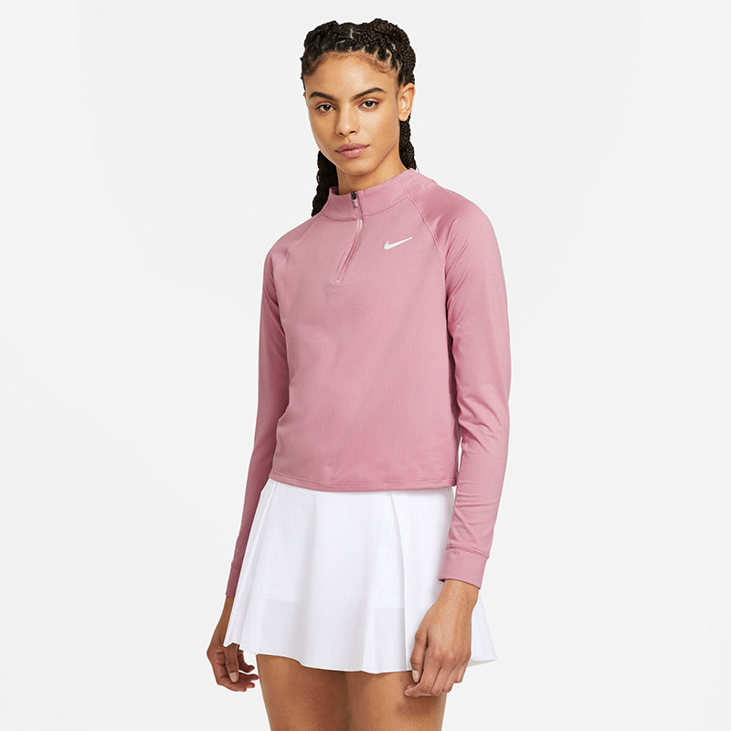 Nike Court Victory Long Sleeve 1/2 Zip Tennis Top (W) (Pink) Nike