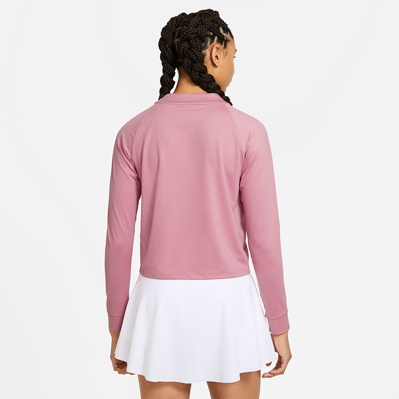 Nike Court Victory Long Sleeve 1/2 Zip Tennis Top (W) (Pink) Nike