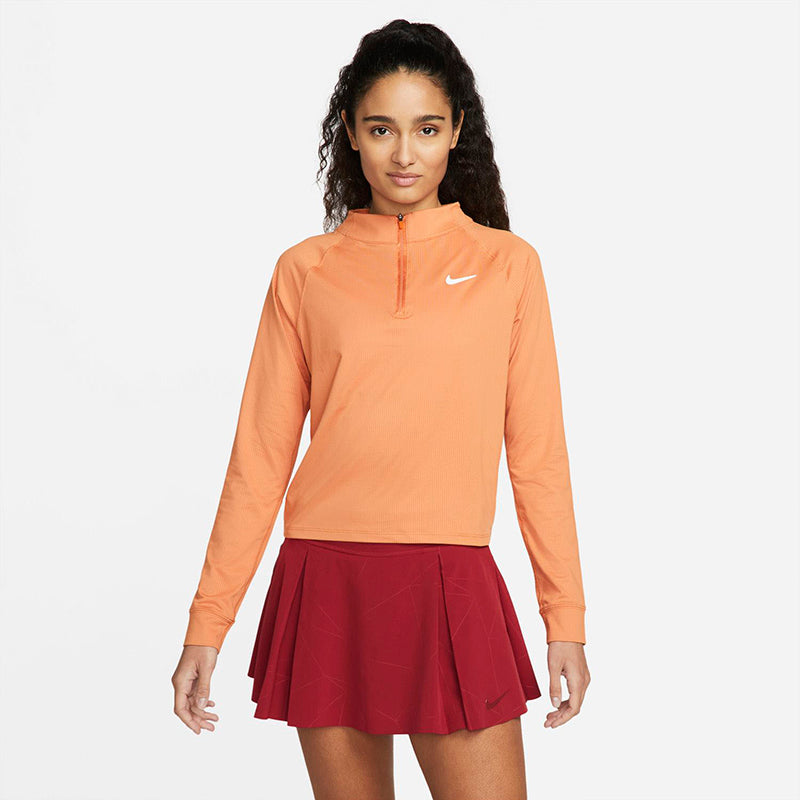 Nike Court Drifit Victory Long Sleeve 1/2 Zip Top (W) (Orange) Nike