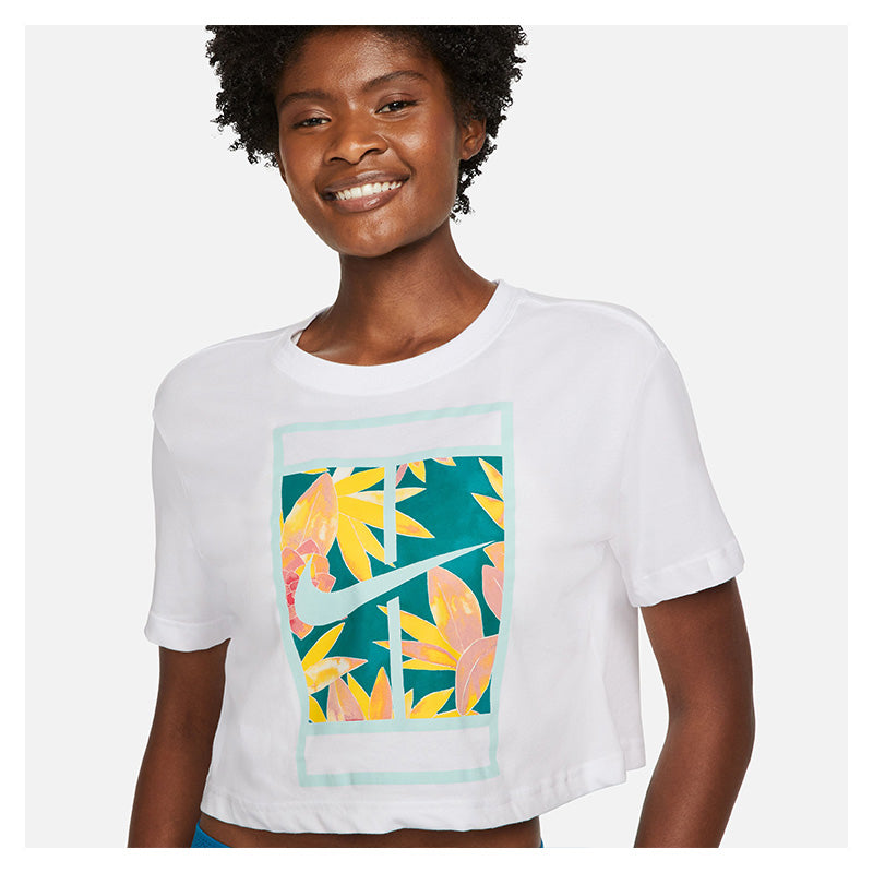 Nike Court Dri-Fit Slam Cropped Tee (W) (White)