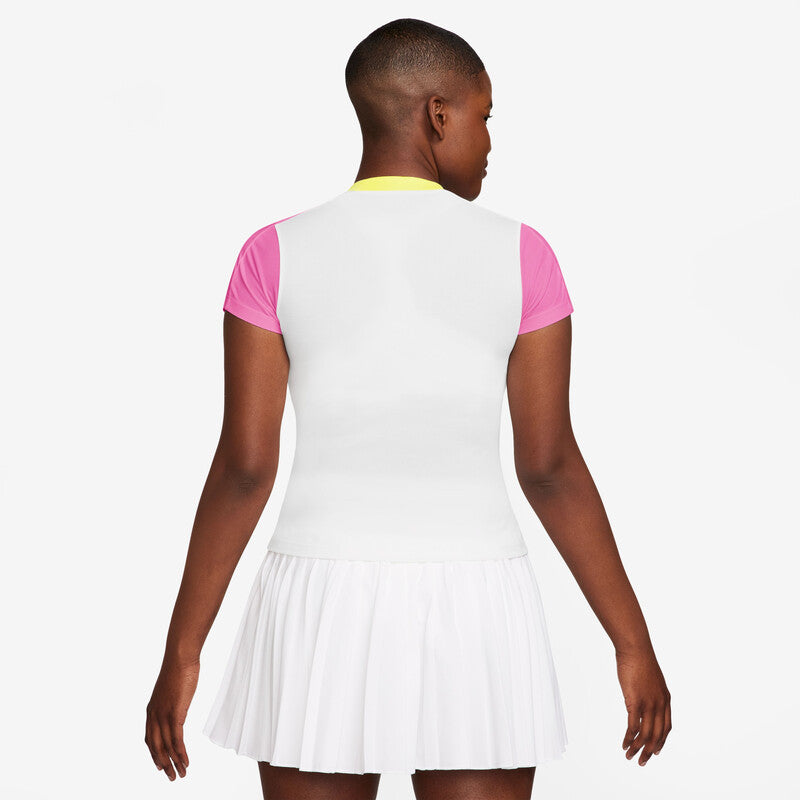 Nike Court Advantage Short Sleeve Top (W) (White/Pink)