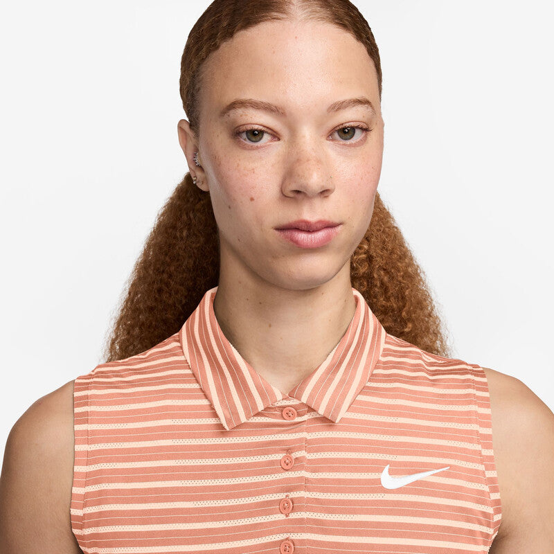 Nike Dri-Fit Victory Sleeveless Striped Polo (W) (Apricot Agate) Nike CN599X-PCH-L