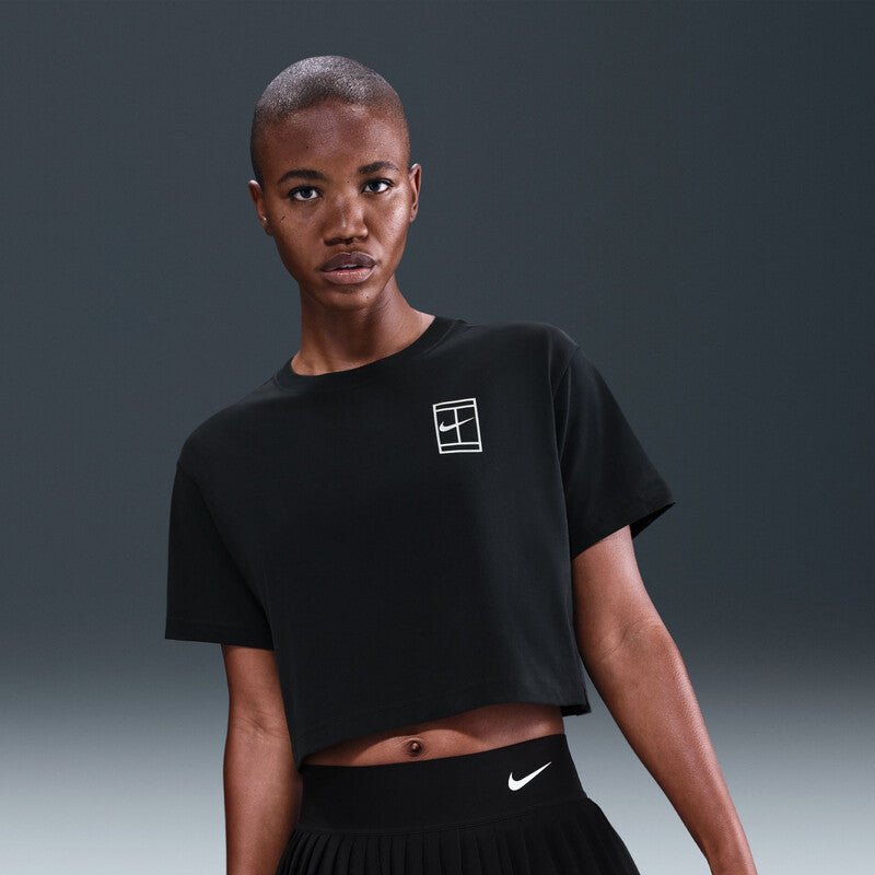 Nike Court Slam Short Sleeve Cropped Ny Tee (W) (White) Nike