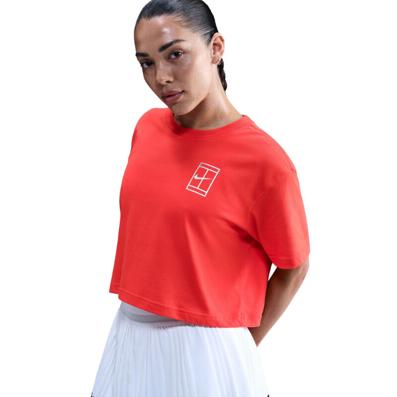 Nike Court Slam Short Sleeve Cropped Ny Tee (W) (White) Nike