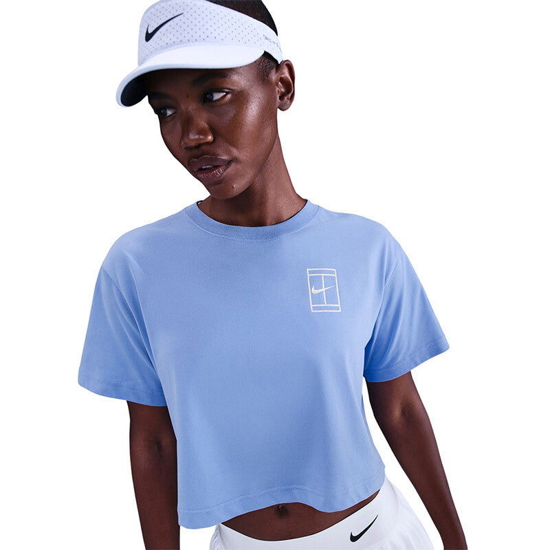 Nike Court Slam Short Sleeve Cropped Ny Tee (W) (White) Nike