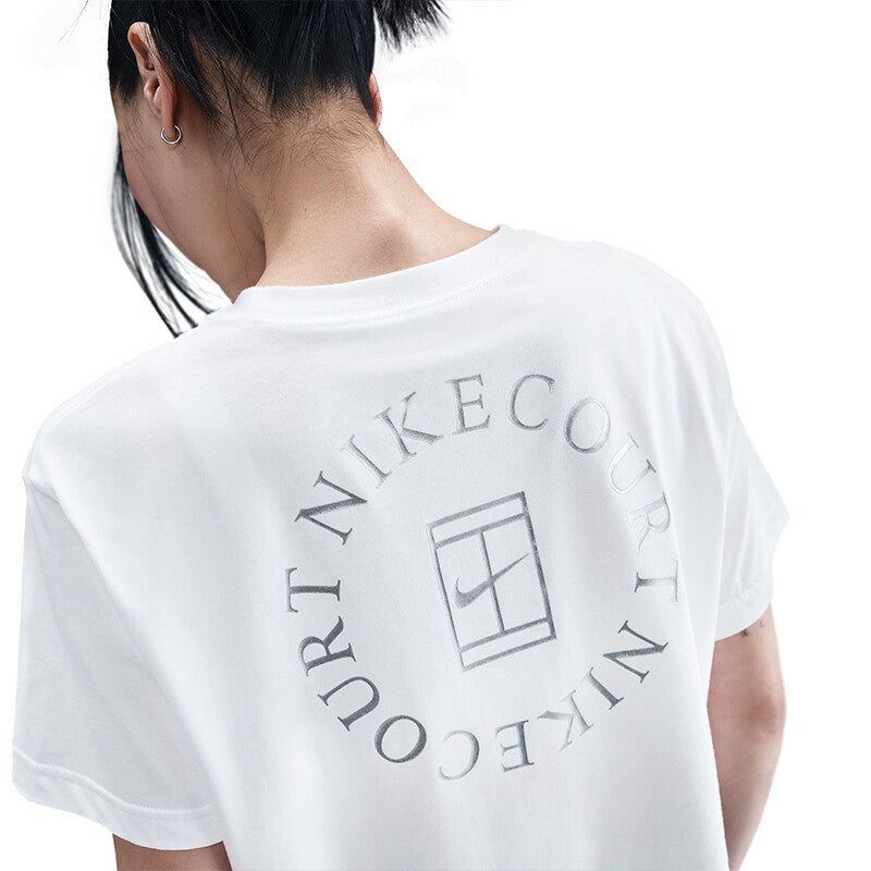 Nike Court Slam Short Sleeve Cropped Ny Tee (W) (White) Nike