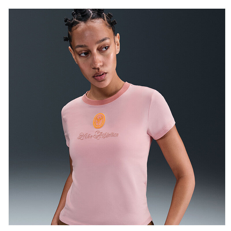 Nike Chll Knit Md Cropped Short Sleeve Top (W) (Pink Glaze) Nike