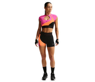 Nike Pro Sculpt High-Rise 3" Shorts (W) (Black/Orange)