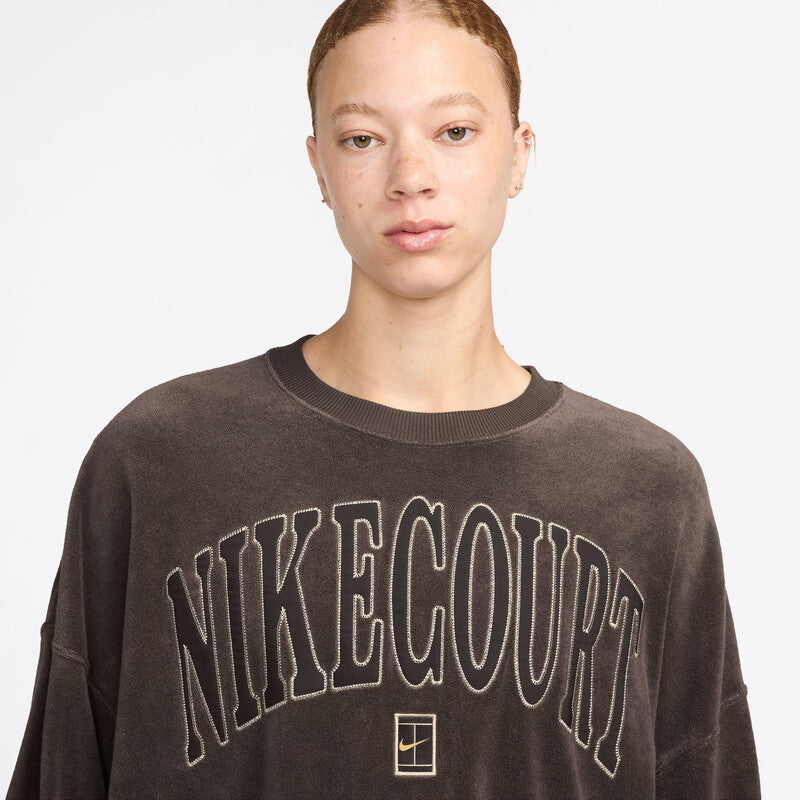 Nike Court Heritage Oversized Crewneck Sweatshirt (W) (Baroque Brown)