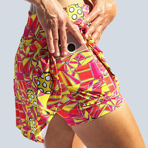 Pickleball Bella Angle Shot 1 A-Line Skort (W) (Orange/Yellow)