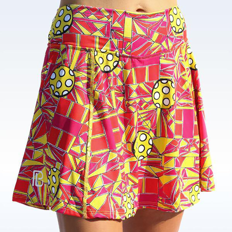 Pickleball Bella Angle Shot 1 A-Line Skort (W) (Orange/Yellow)