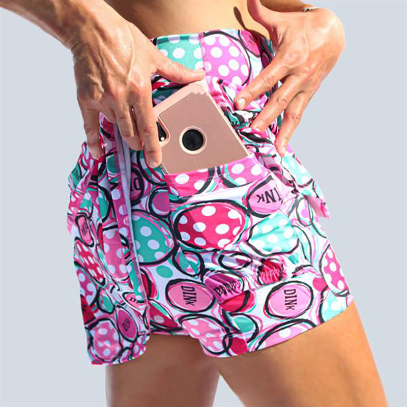 Pickleball Bella Dink 2 Drop Pleat Skort (W) (Pink)