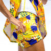 Pickleball Bella Graffiti 1 Drop Pleat Skort (W) (Yellow)