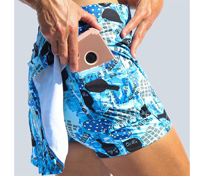 Pickleball Bella Graffiti 2 Drop Pleat Skort (W) (Blue)