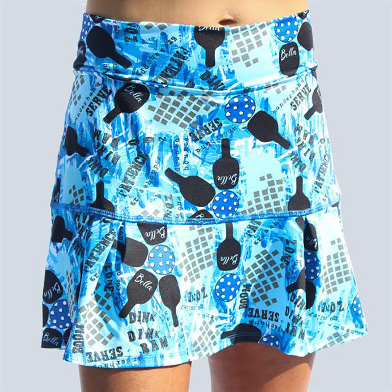 Pickleball Bella Graffiti 2 Drop Pleat Skort (W) (Blue)
