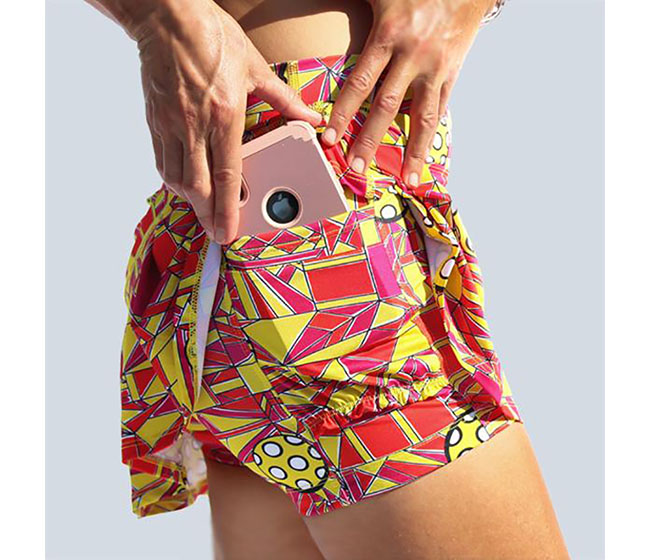 Pickleball Bella Angle Shot 1 Drop Pleat Skort (W) (Orange/Yellow)
