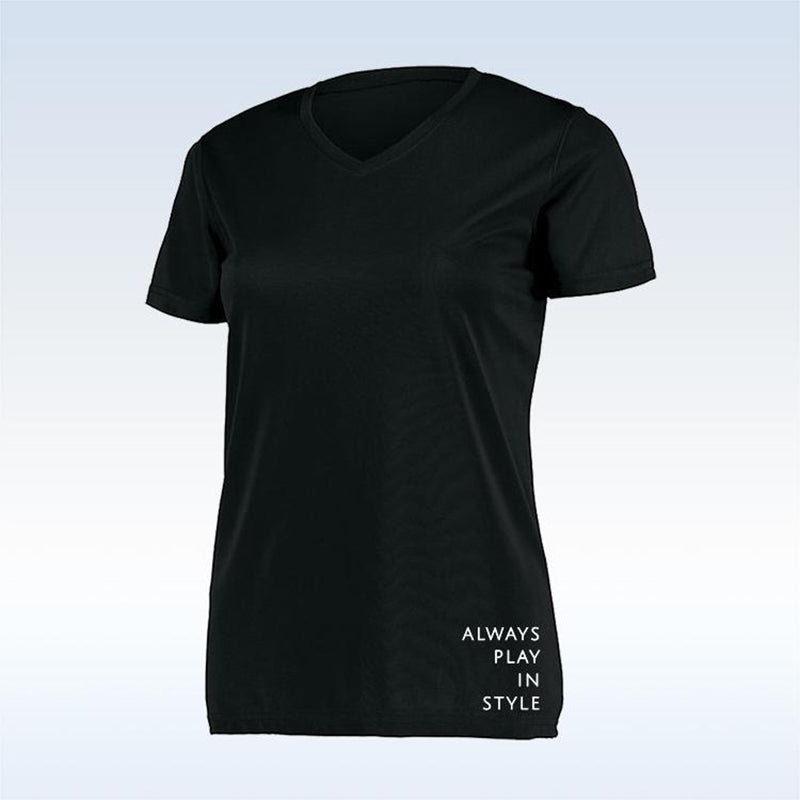 Pickleball Bella Short Sleeve V-Neck (W) (Black)