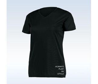 Pickleball Bella Short Sleeve V-Neck (W) (Black)