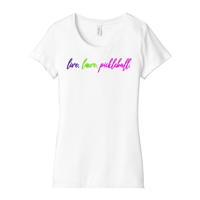 Live Love Pickleball Tee (W) (White)