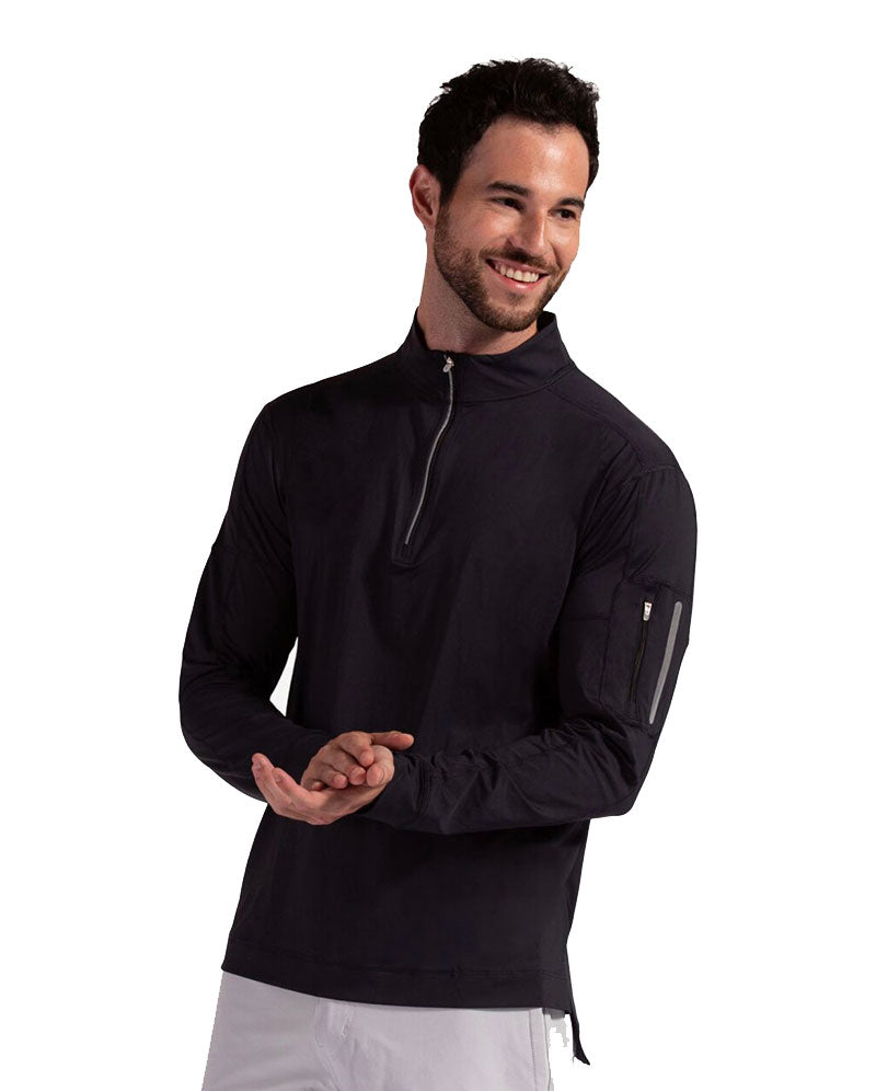 Bloquv Mock Zip Top (M) (Black)