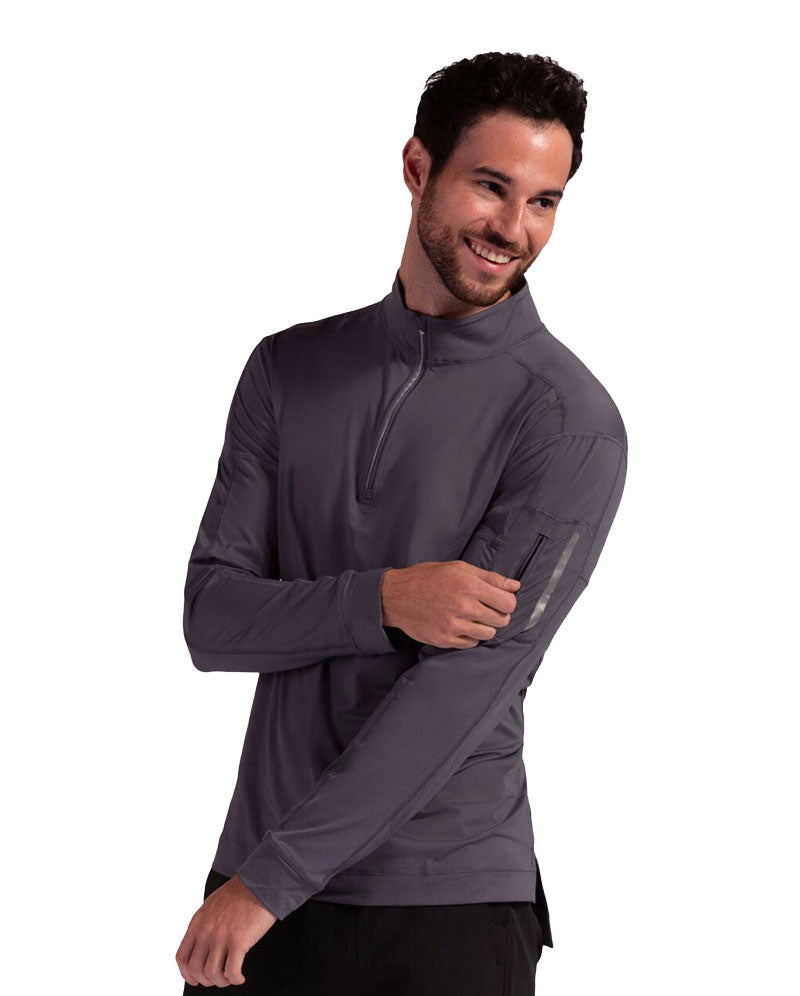 Bloquv Mock Zip Top (M) (Grey) Bloquv