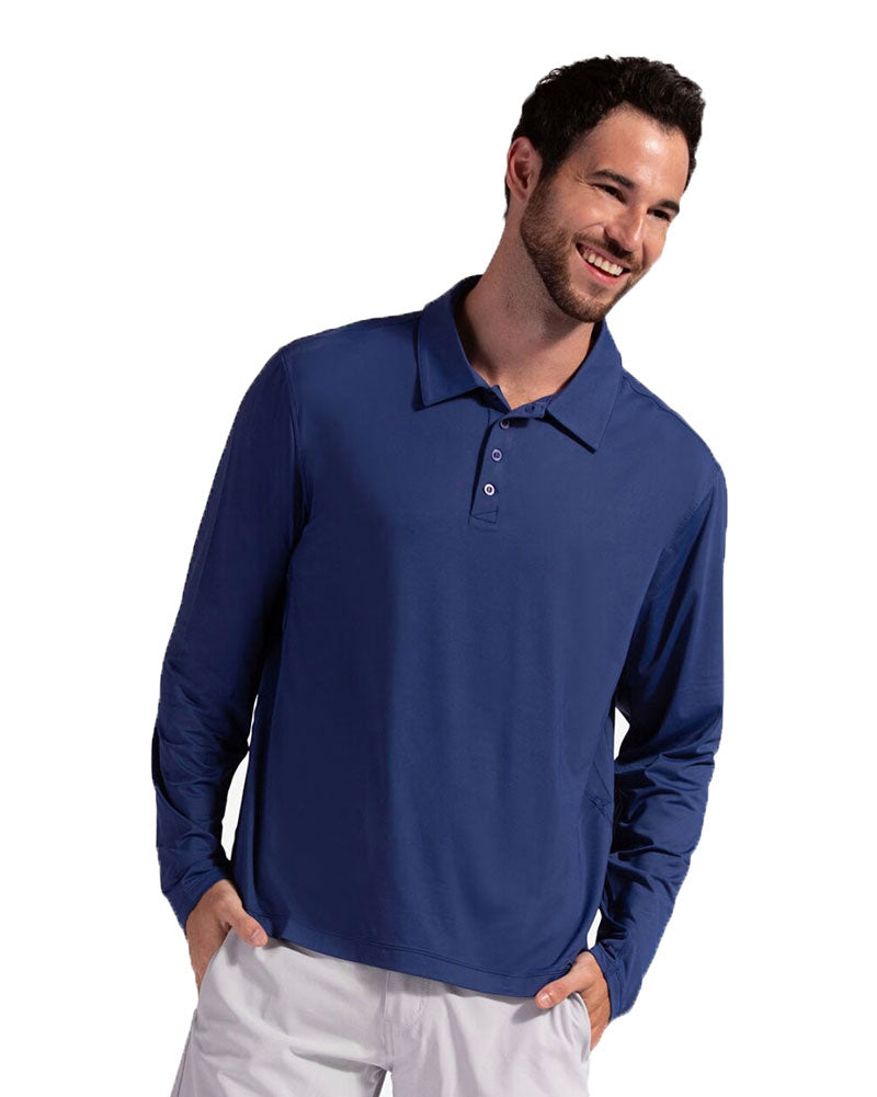 Bloquv Long Sleeve Polo (M) (Navy) Bloquv