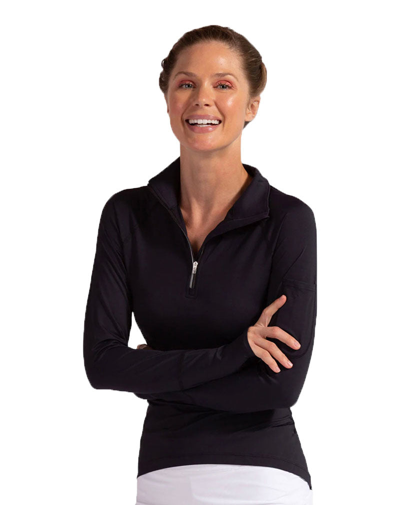 Bloquv Mock Zip Top (W) (Black) Bloquv