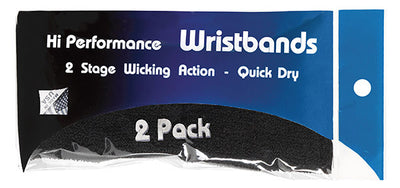 Tourna Hi-Performance Wristband (2 Pair) (Black) Tourna