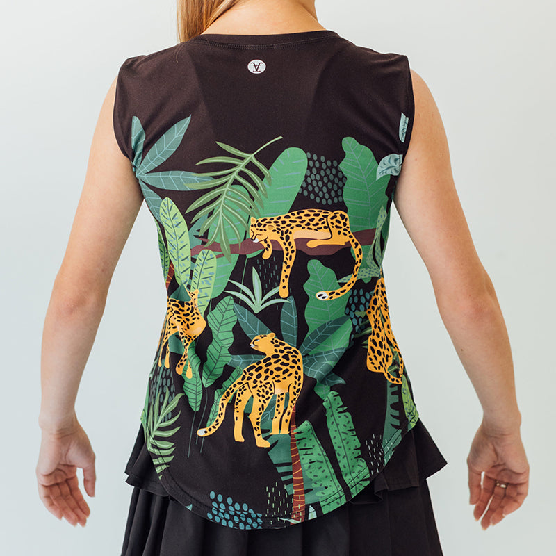 Faye+Florie Jungle Print Muscle Tank (W) (Black)