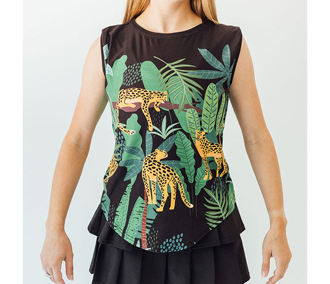 Faye+Florie Jungle Print Muscle Tank (W) (Black)