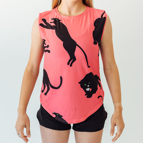 Faye+Florie Panther Print Muscle Tank (W) (Pink)