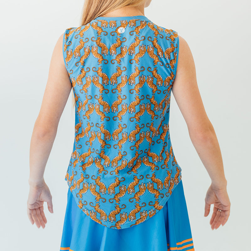 Faye+Florie Tiger Print Muscle Tank (W) (Blue/Orange)