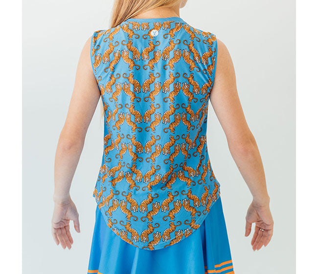Faye+Florie Tiger Print Muscle Tank (W) (Blue/Orange)