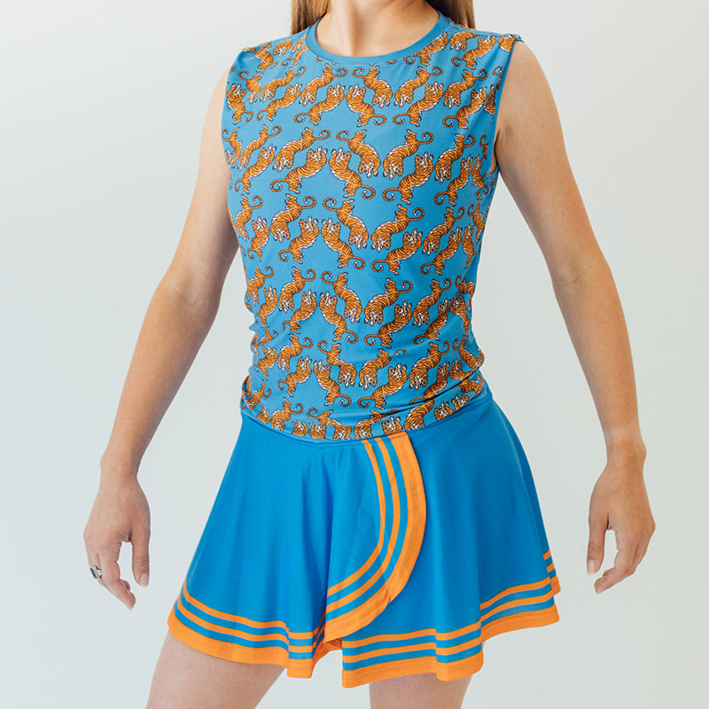 Faye+Florie Tiger Print Muscle Tank (W) (Blue/Orange)