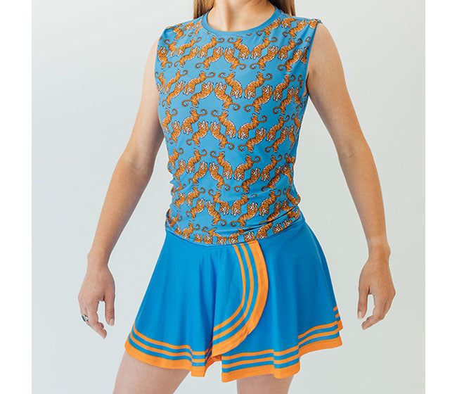 Faye+Florie Tiger Print Muscle Tank (W) (Blue/Orange)