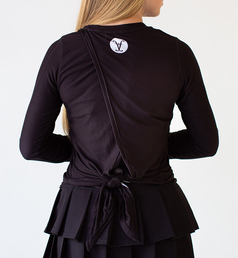 Faye+Florie Tie Back Long Sleeve Top (W) (Black)