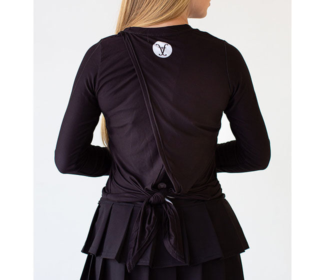 Faye+Florie Tie Back Long Sleeve Top (W) (Black)