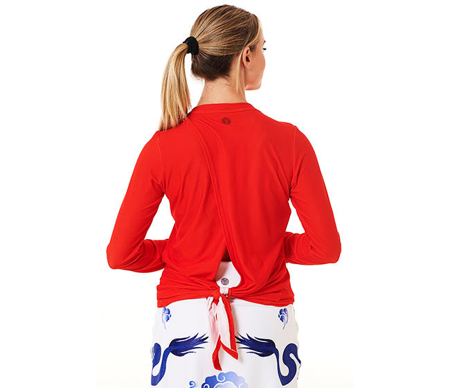 Faye+Florie Tie Back Long Sleeve Top (W) (Red)