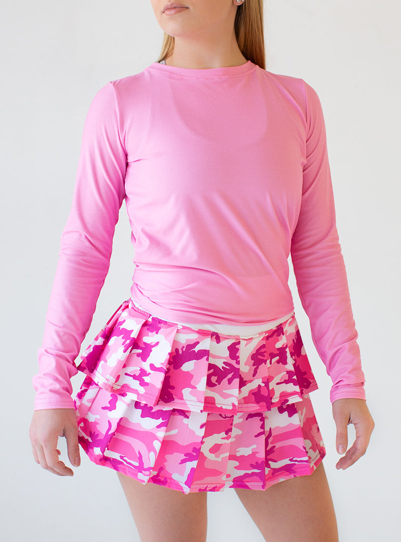 Faye+Florie Tie Back Long Sleeve Top (W) (Palm Pink)