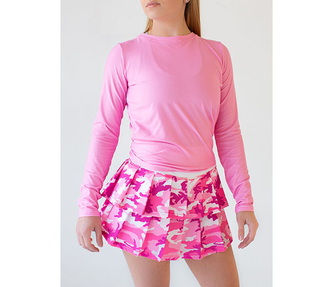 Faye+Florie Tie Back Long Sleeve Top (W) (Palm Pink)