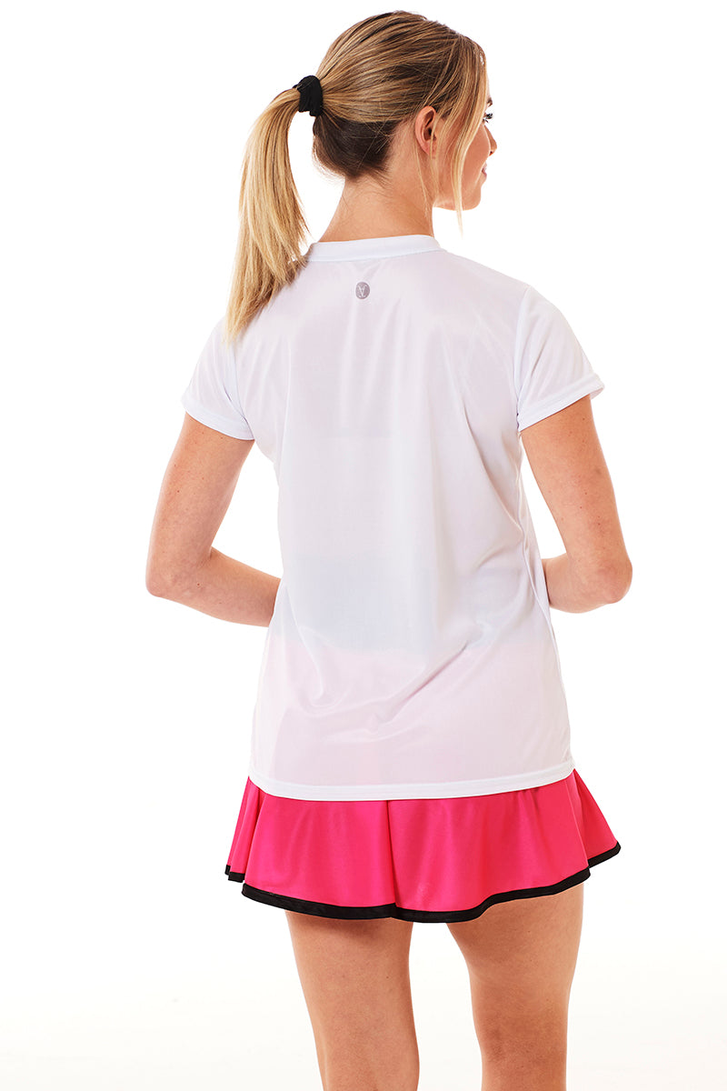 Faye+Florie V-Neck Short Sleeve Top (W) (White)
