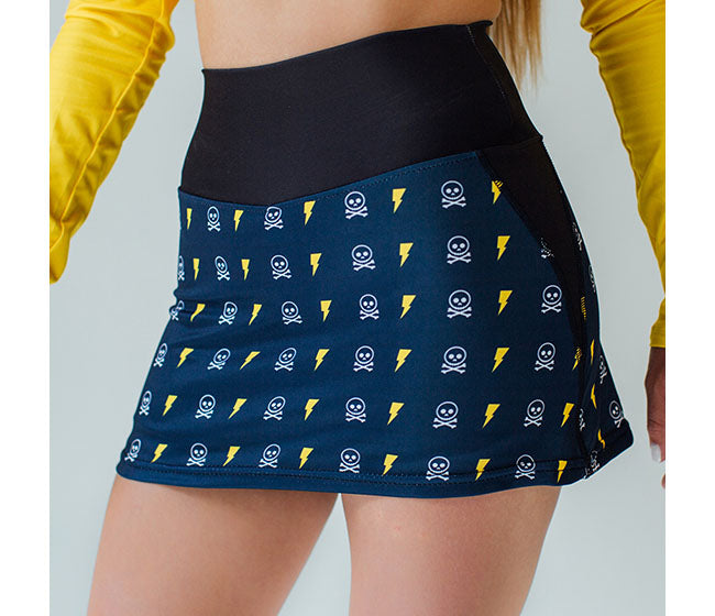 Faye+Florie Lightning Skull Print Jean Skirt (W) (Navy)