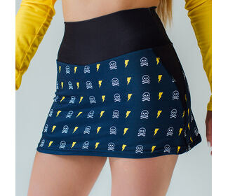 Faye+Florie Lightning Skull Print Jean Skirt (W) (Navy)