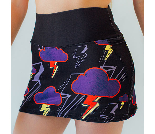 Faye+Florie Purple Cloud Print Jean Skirt (W) (Black)