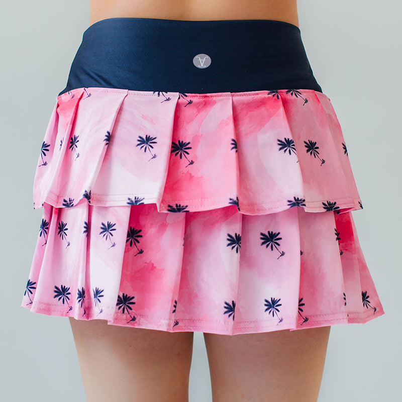 Faye+Florie Navy Palm Print Lisa Skirt (W) (Pink)