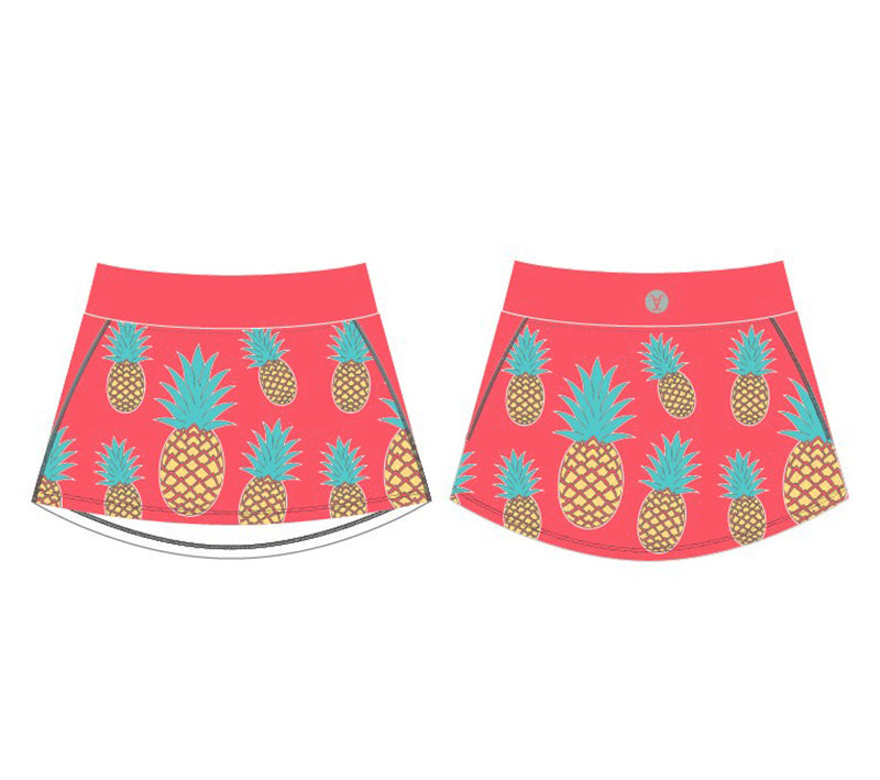 Faye+Florie Pineapple Print Jean Skirt (W) (Coral)
