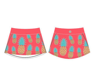Faye+Florie Pineapple Print Jean Skirt (W) (Coral)
